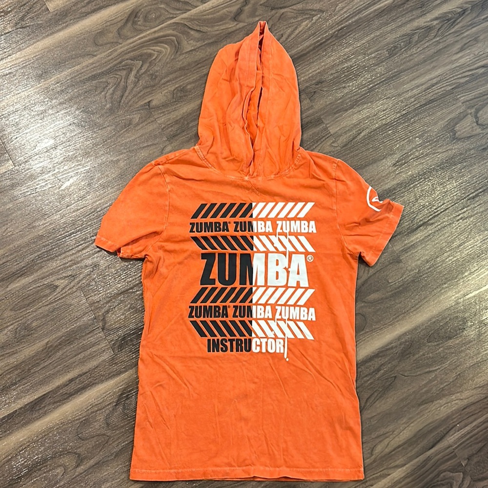 Orange Zumba shirt with hoodie